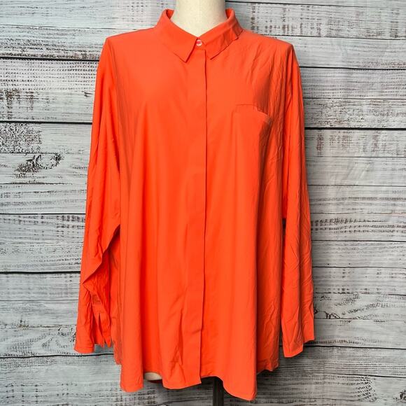 Athleta Urbanite Shirt Women’s Plus Size 3X  Button up Oversized Orange 530498 - Picture 1 of 11